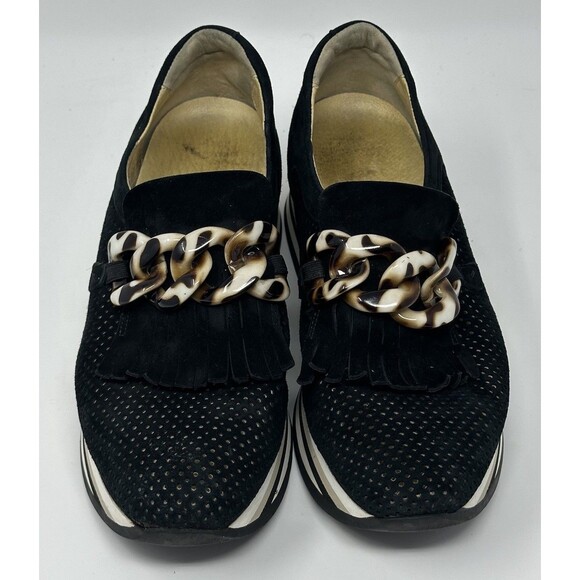 Softwaves Cadie Platform Sneakers Womens EU 37.5 US 7 Loafer Black Suede Slip On - Picture 3 of 12